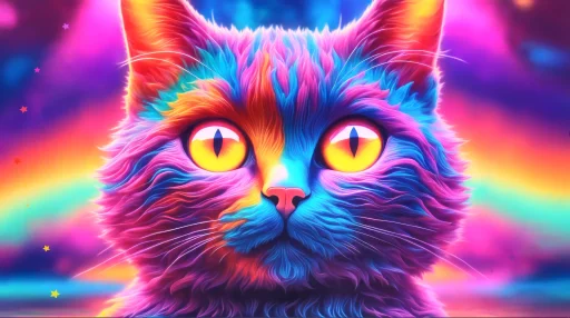 8K Wallpaper for PC: Colorful Cat Ai Image generated
