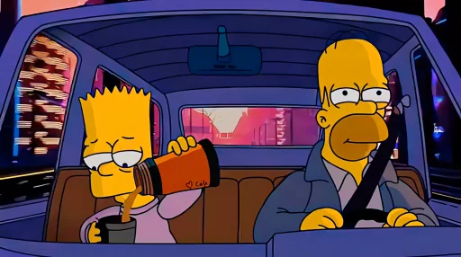 Download Bart & Homer Chill Drive 4K Live Wallpaper