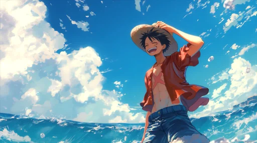 Download One Piece - Luffy Enjoying Beach Live Wallpaper
