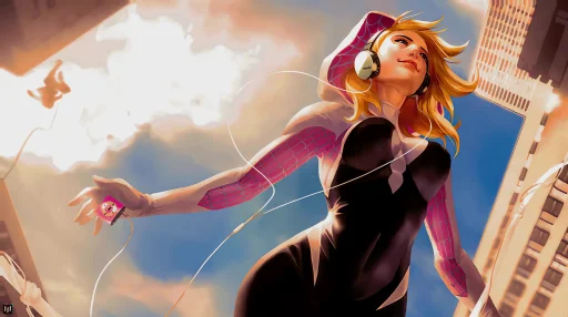 Download Spider-Gwen With Headphones