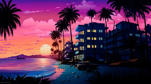 Download Retrowave Beach Live Wallpaper