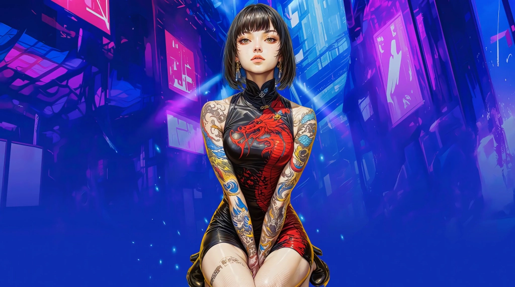 Download Dragon Girl With Tattoo's Live Wallpaper