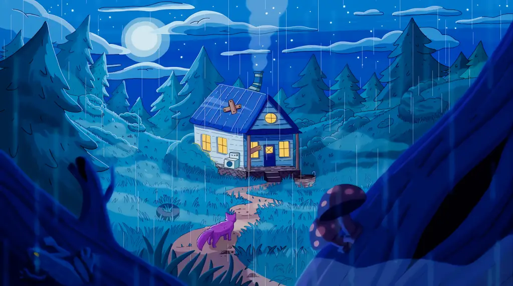 Download Purrple Cat - House In The Woods Live Wallpaper