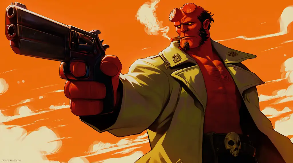 Download Hellboy With Gun Orange Live Wallpaper