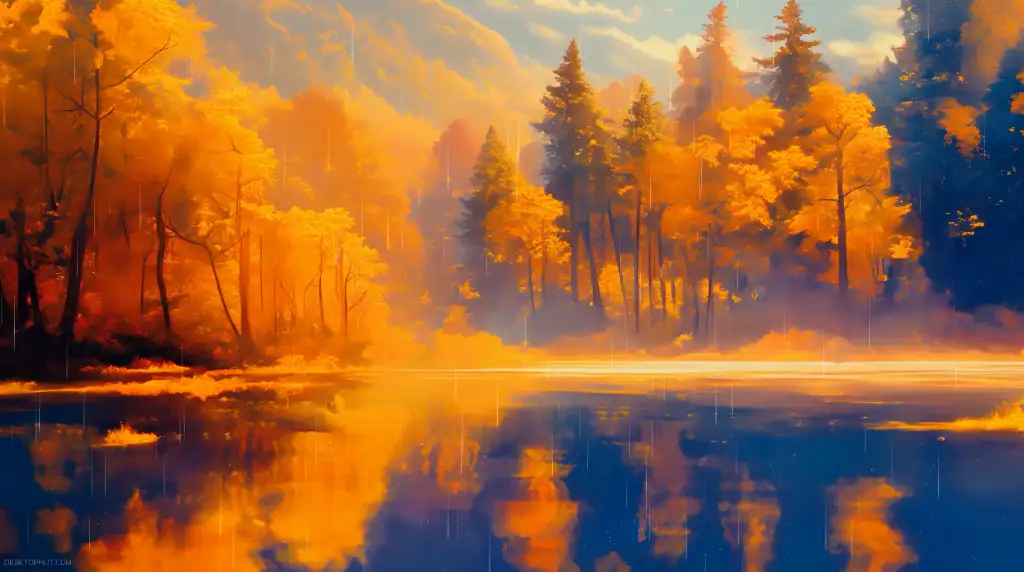 Download Aesthetic Orange Autumn Forest Live Wallpaper