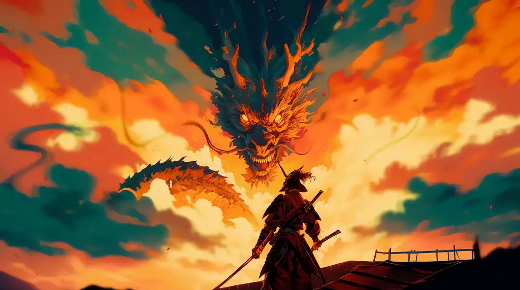 Download Flaming Dragon Samurai Live Wallpaper