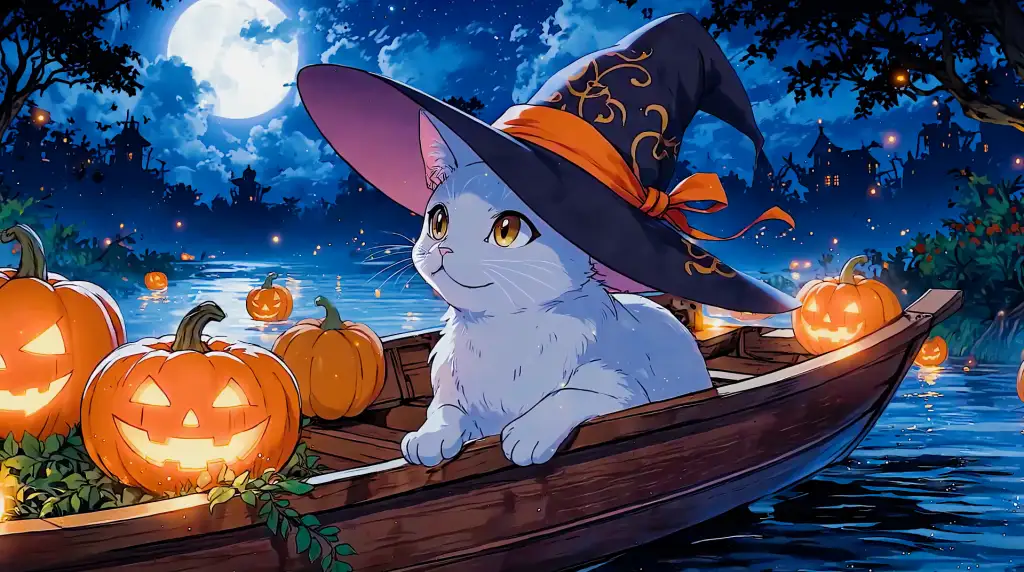 Download The Cutest Witchy Cat Live Wallpaper