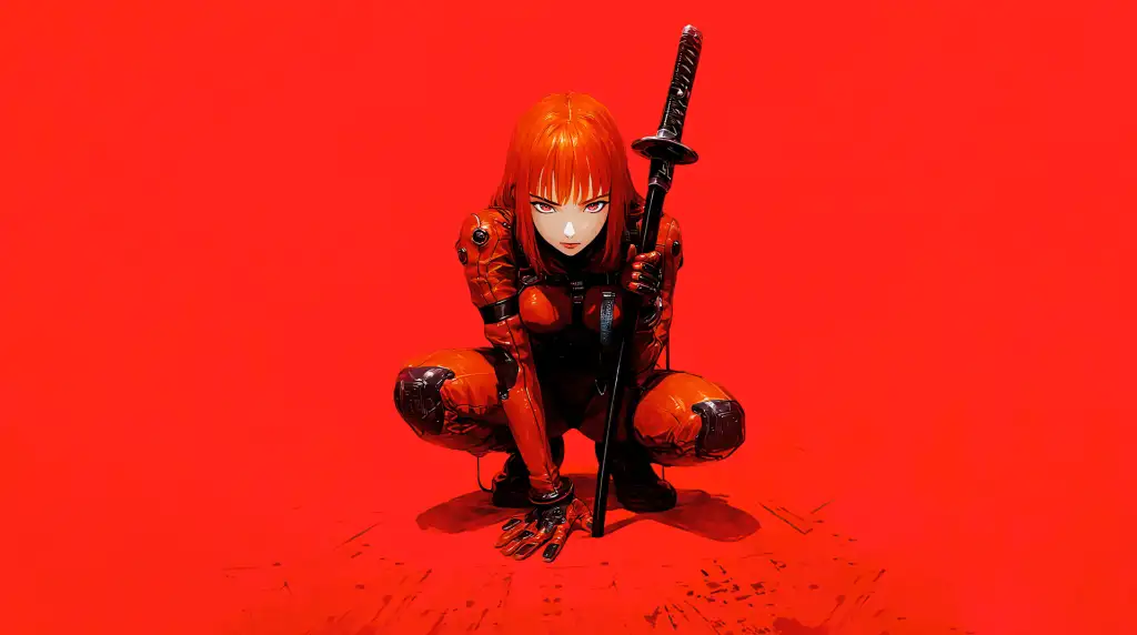 Download Red Girl With Katana Live Wallpaper