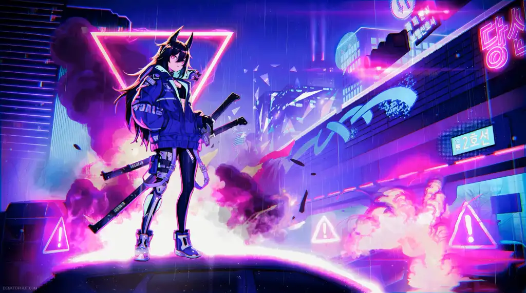 Download Purple Neon Samurai - Live Wallpaper