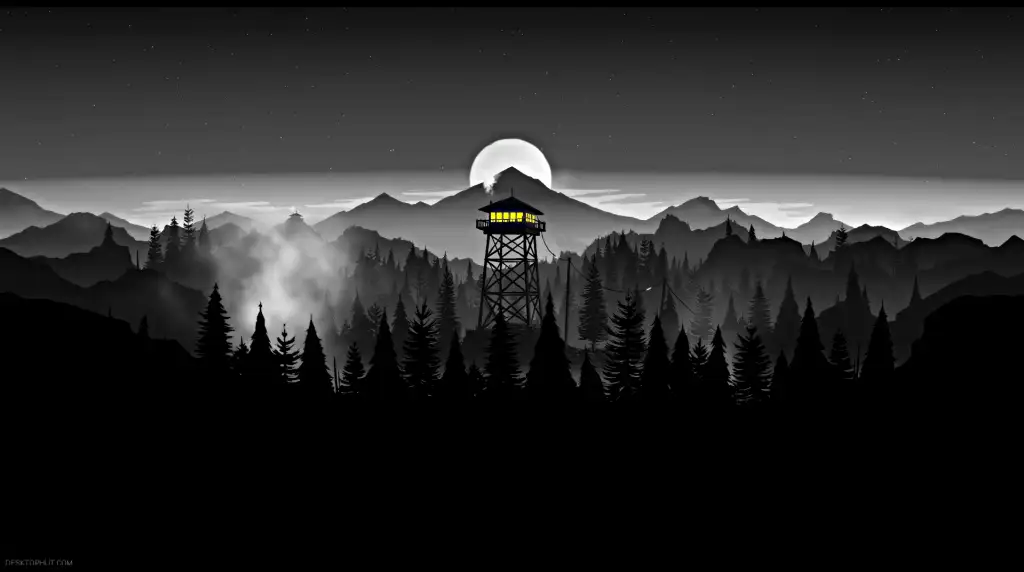 Download Black And White Firewatch Tower Live Wallpaper