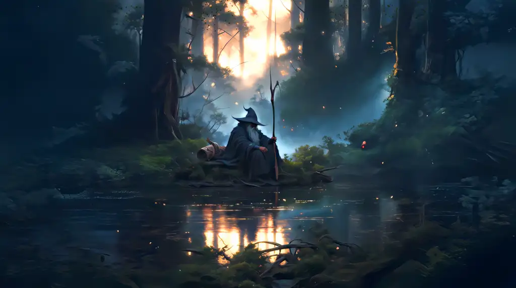 Download Wizard Resting in the Woods Live Wallpaper