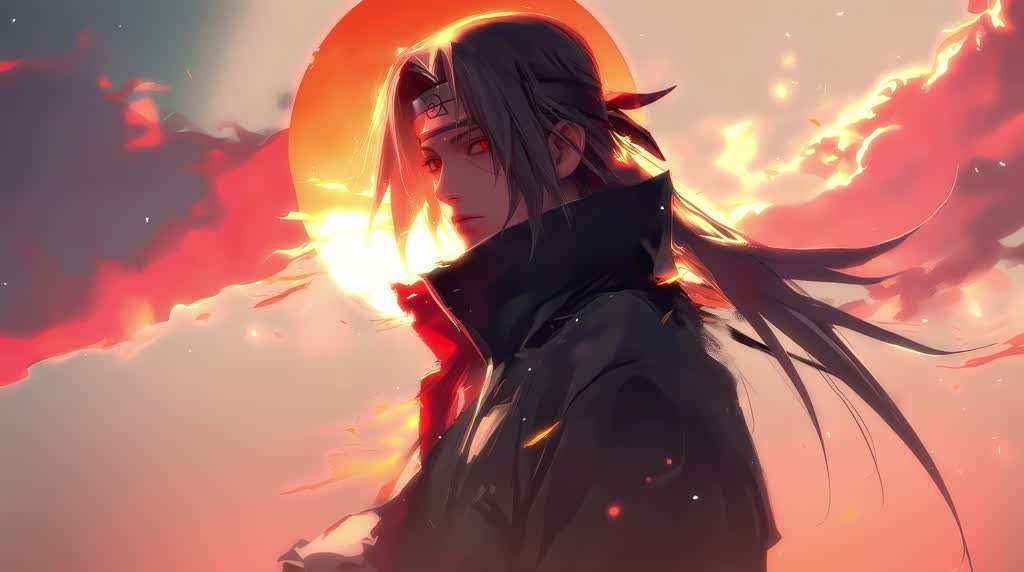 Download Itachi Uchiha on Sunset Live Wallpaper