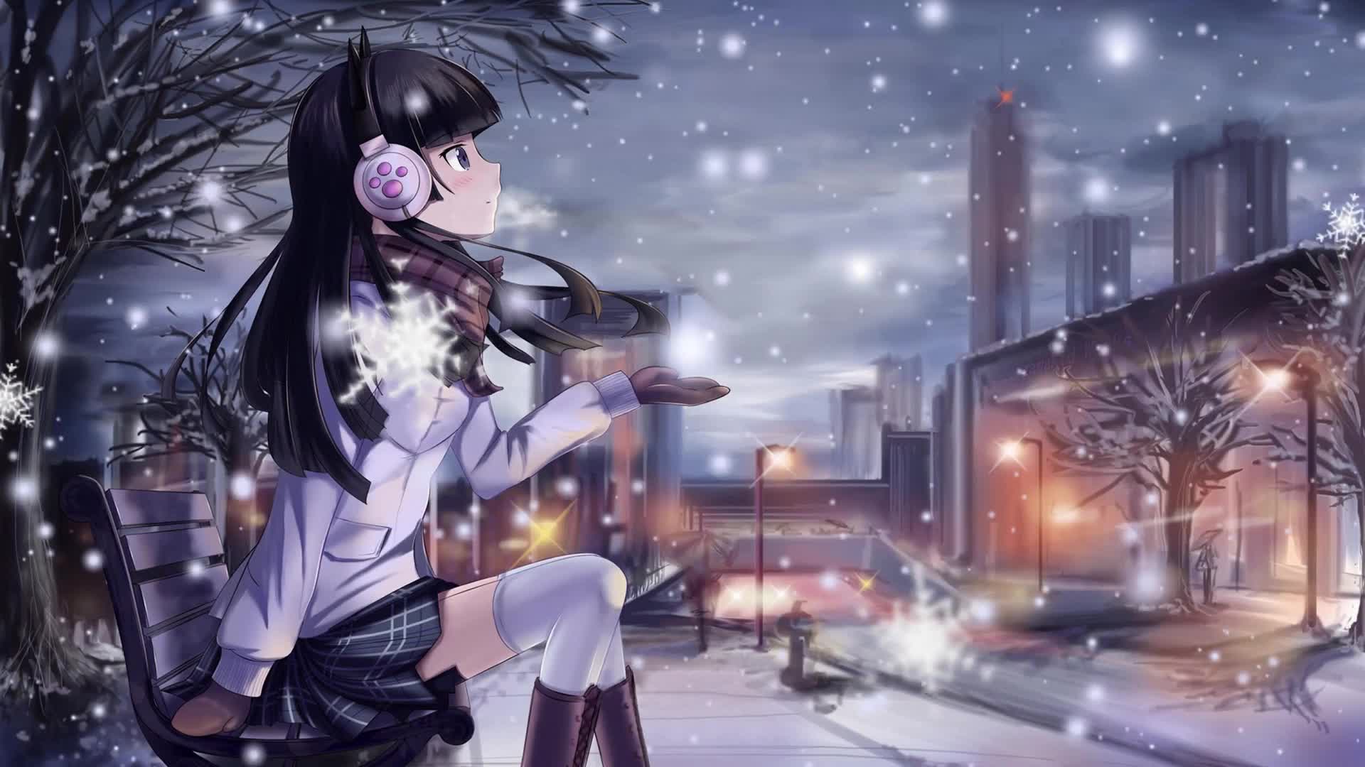 Download Anime Girl Winter Snow Live Wallpaper