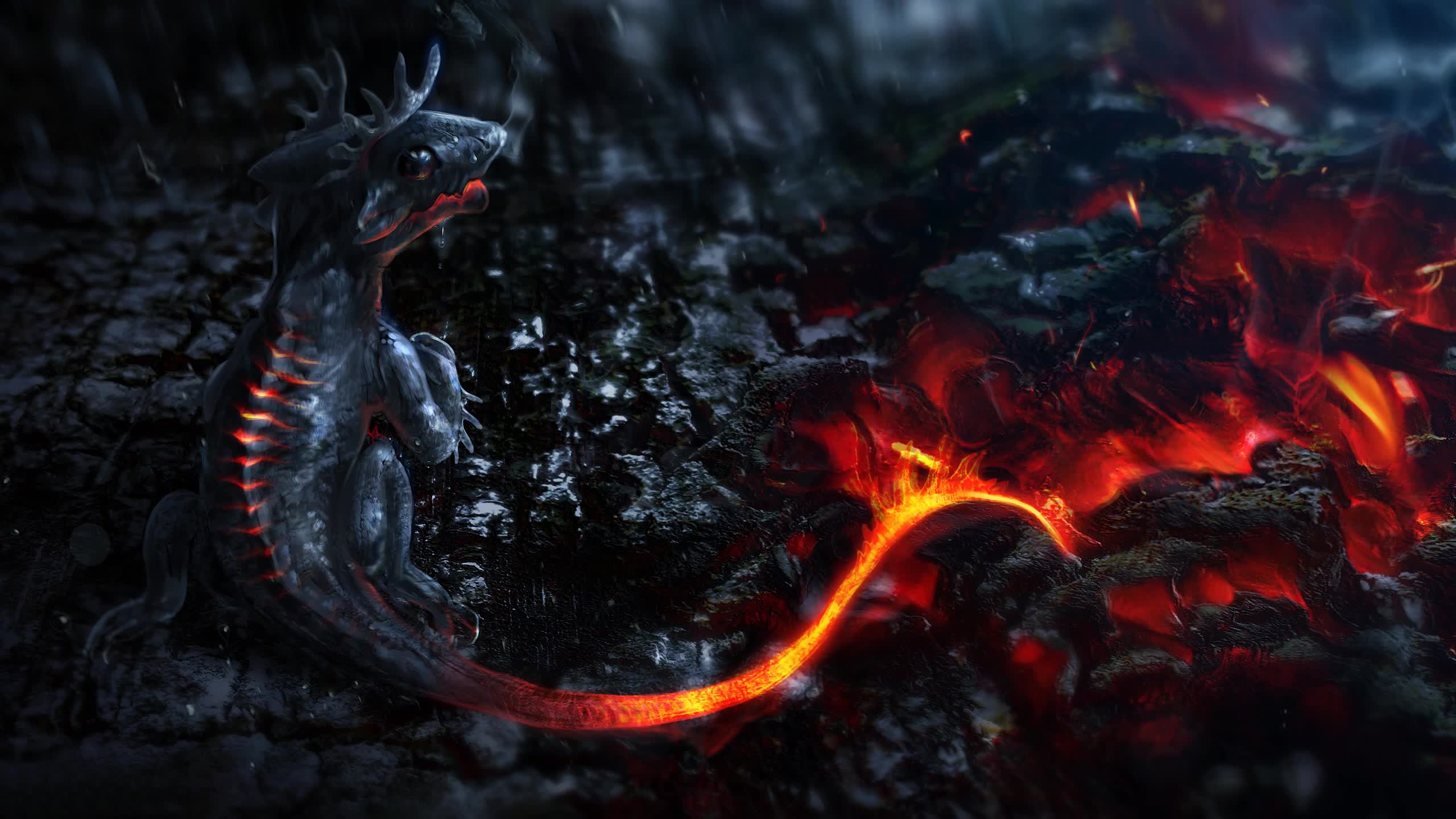 Download Baby Dragon Lava 2K Live Wallpaper