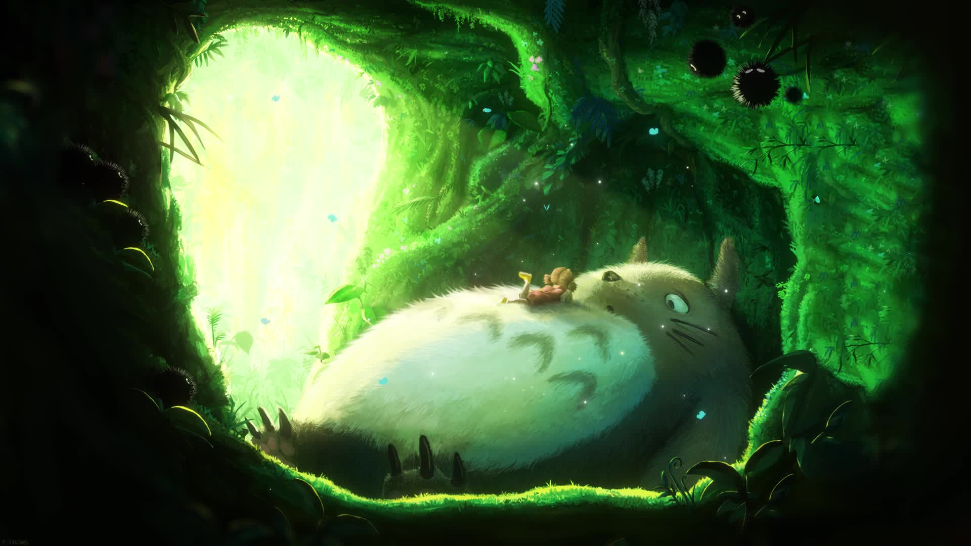 Download Cute Totoro Chilling Animated Wallpaper