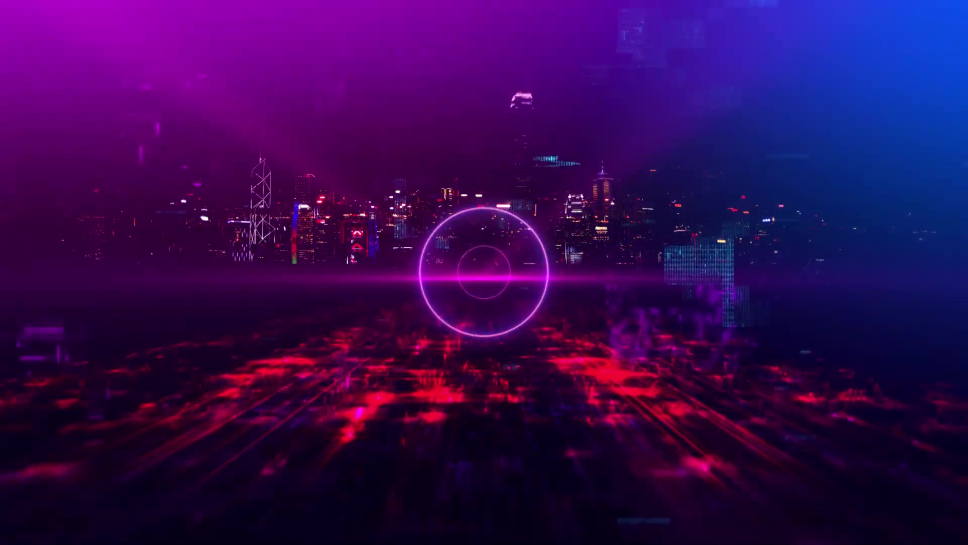 Download Cyberpunk Сity Digital Road Travel Looped 3D Animated Wallpaper