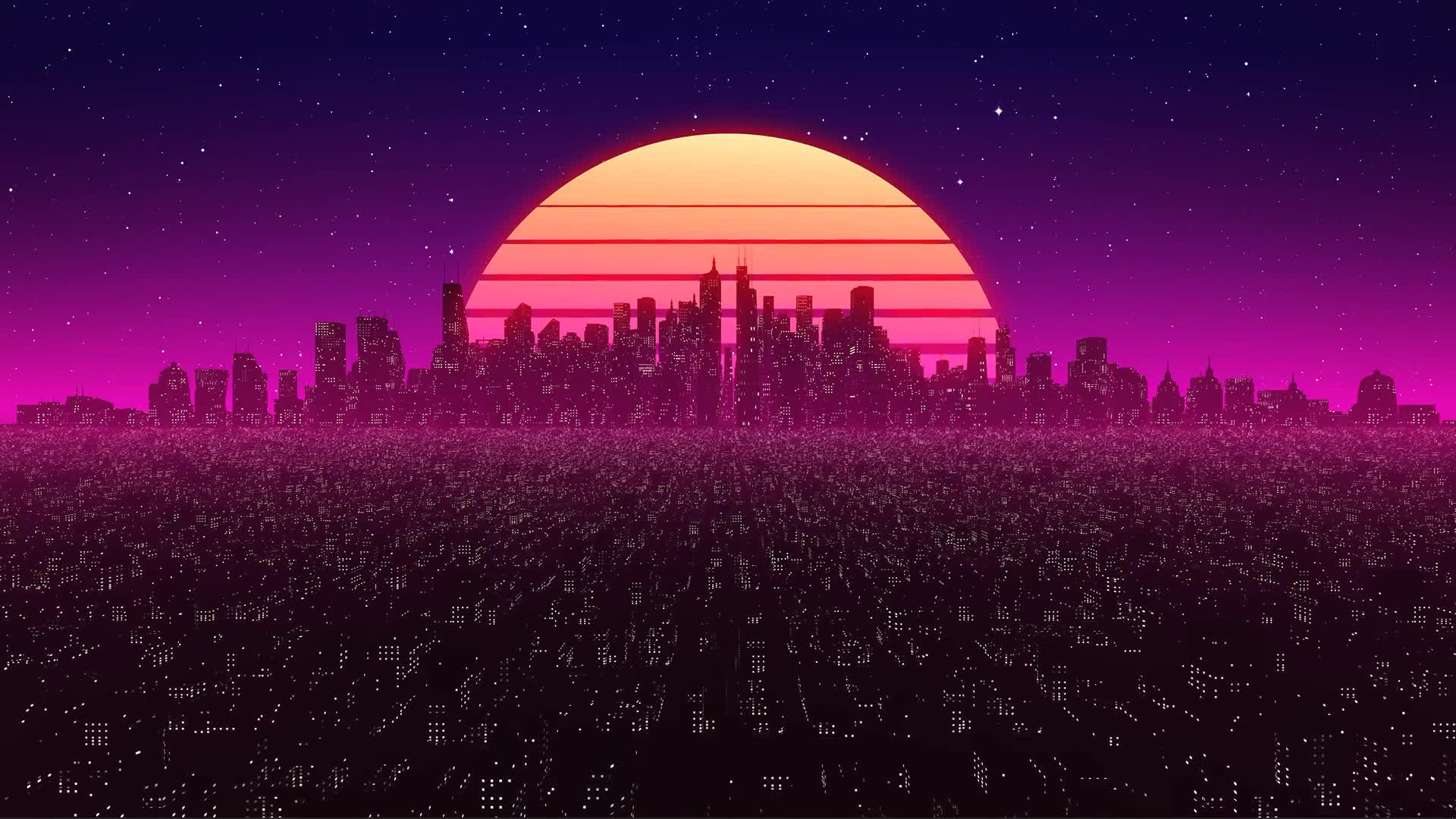 Download Loop Retro Synth City By Visualdon Live Wallpaper