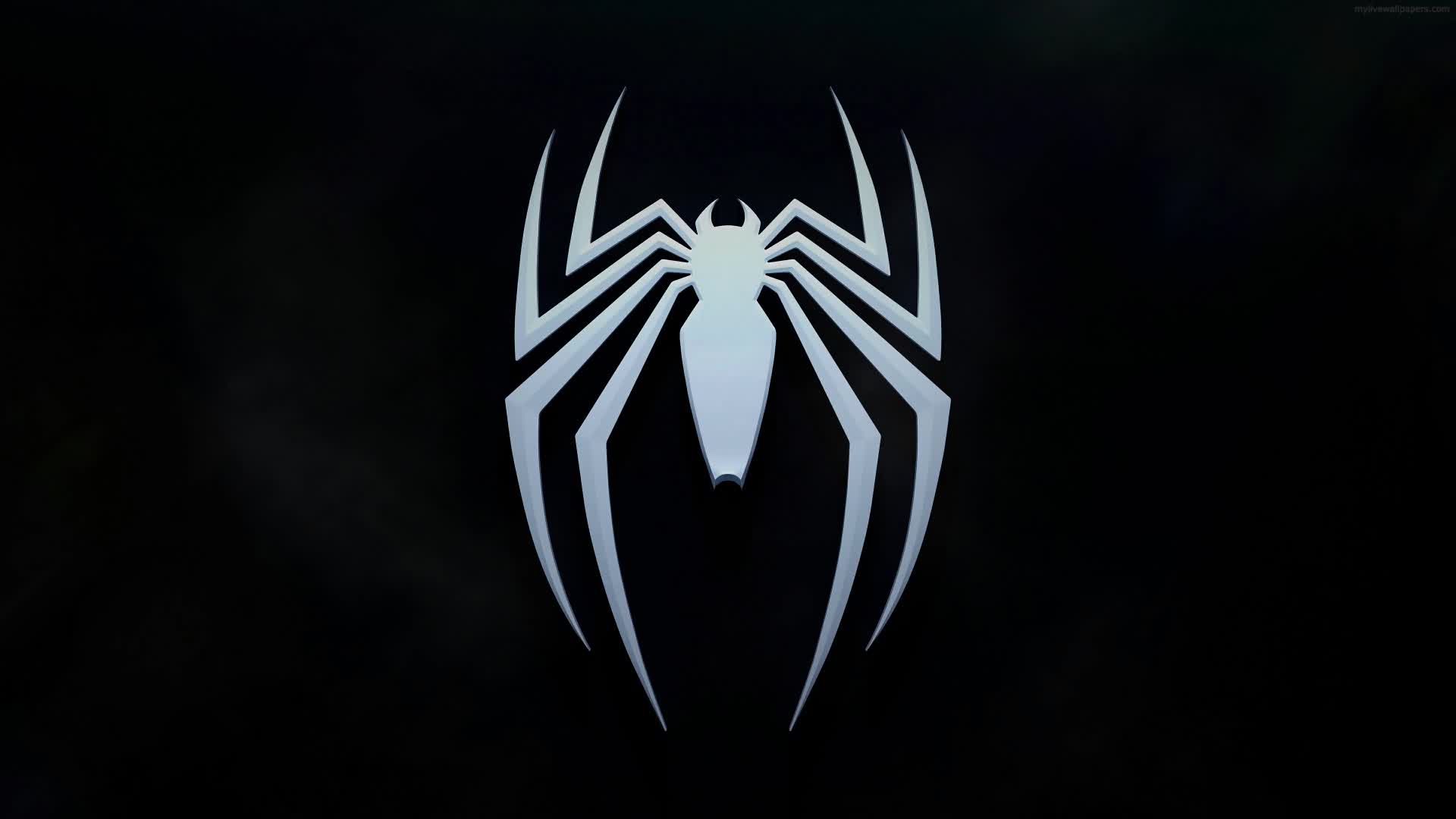 Download White Spiderman Logo Shine in Black Live Wallpaper HD