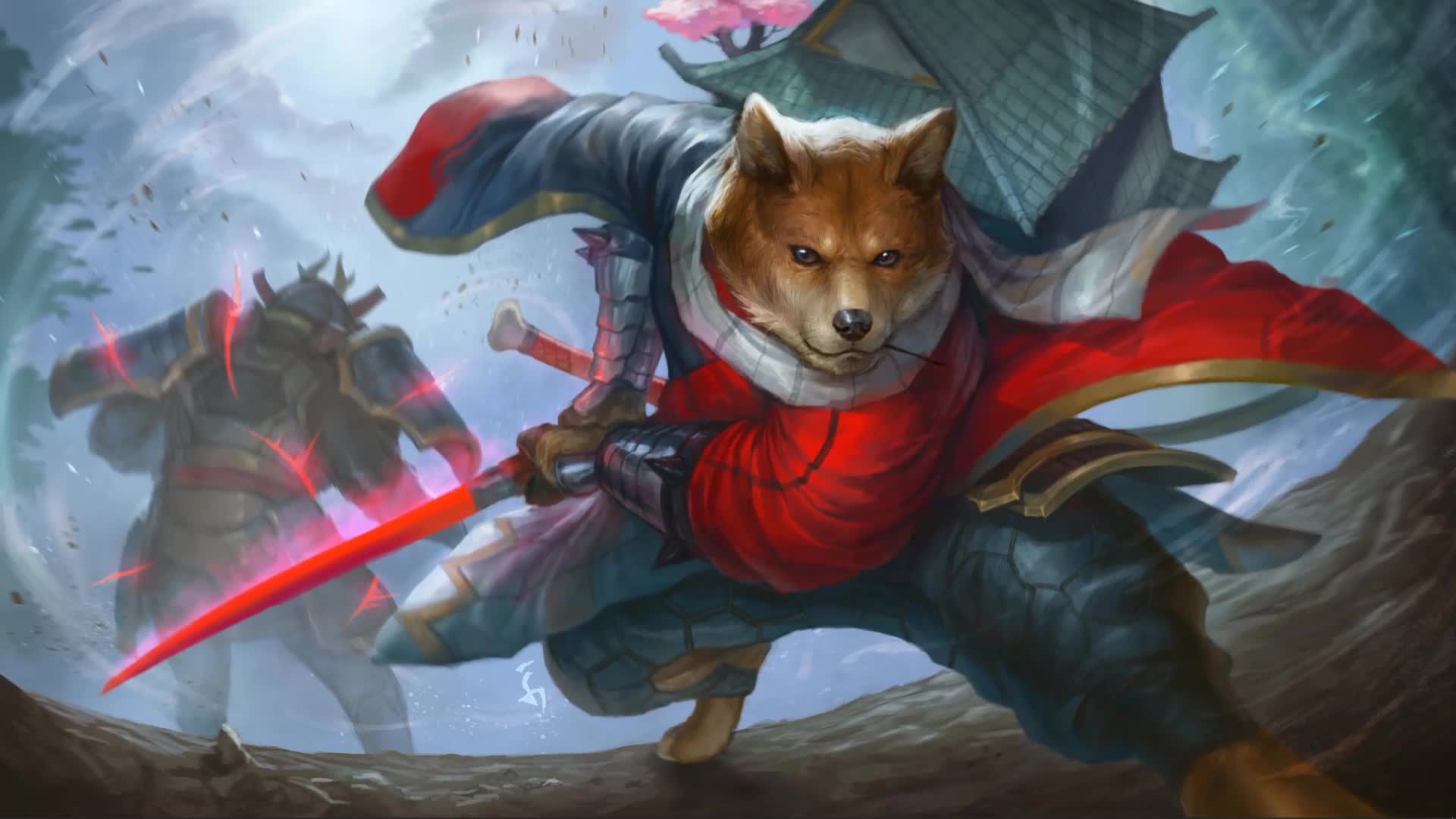 Download Samurai Doge With Red Sword Live Wallpaper