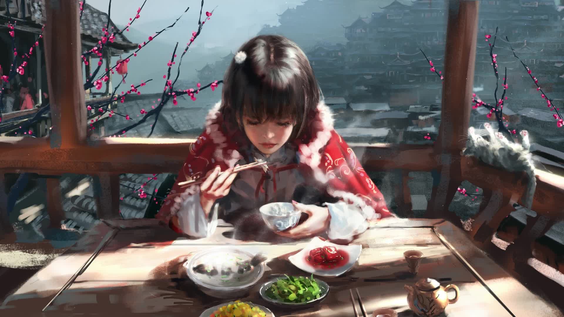 Download Live Wallpaper Girl and Food in Japan