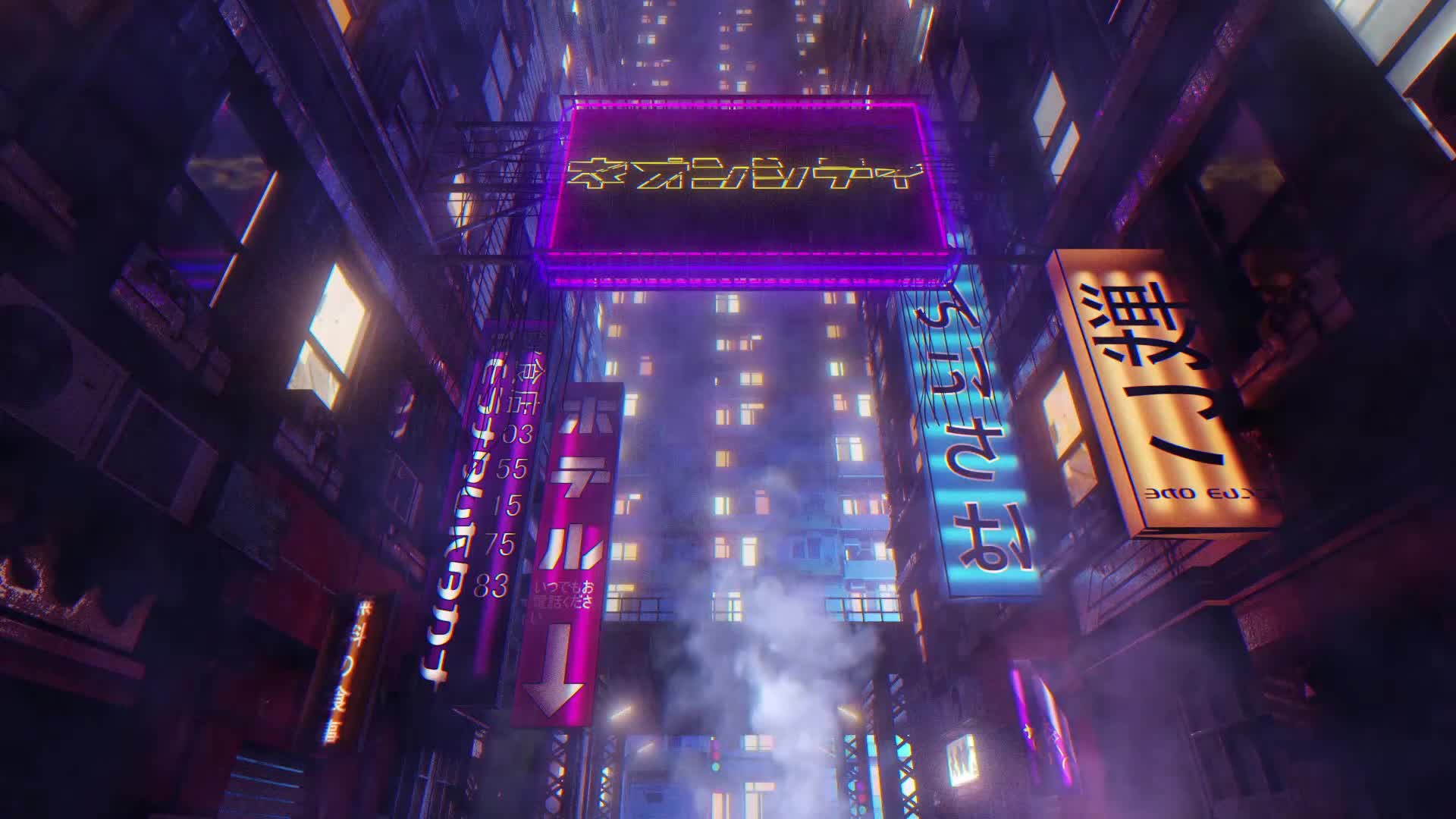 Download Neon City Alley Loop HD Live Wallpaper