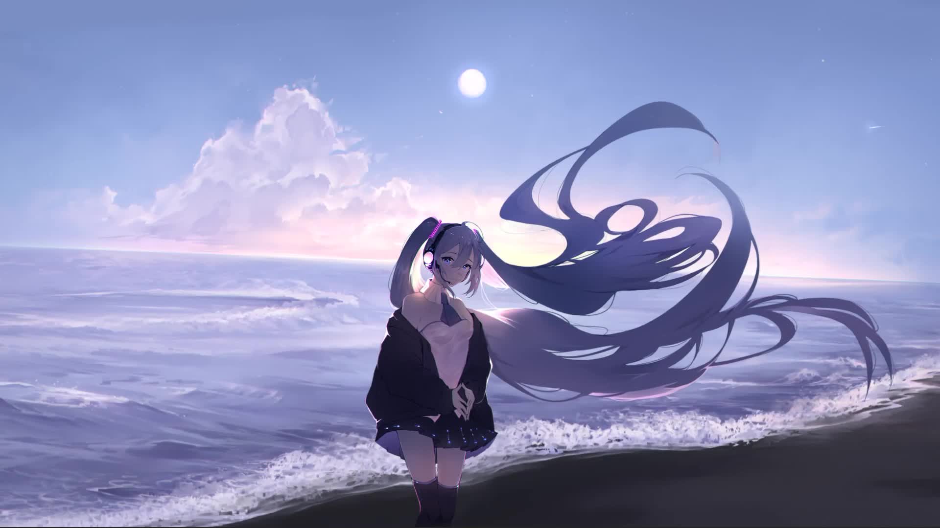 Download Cool Seaside Miku - Hatsune Miku Vocaloid Pc Desktop Live Wallpaper