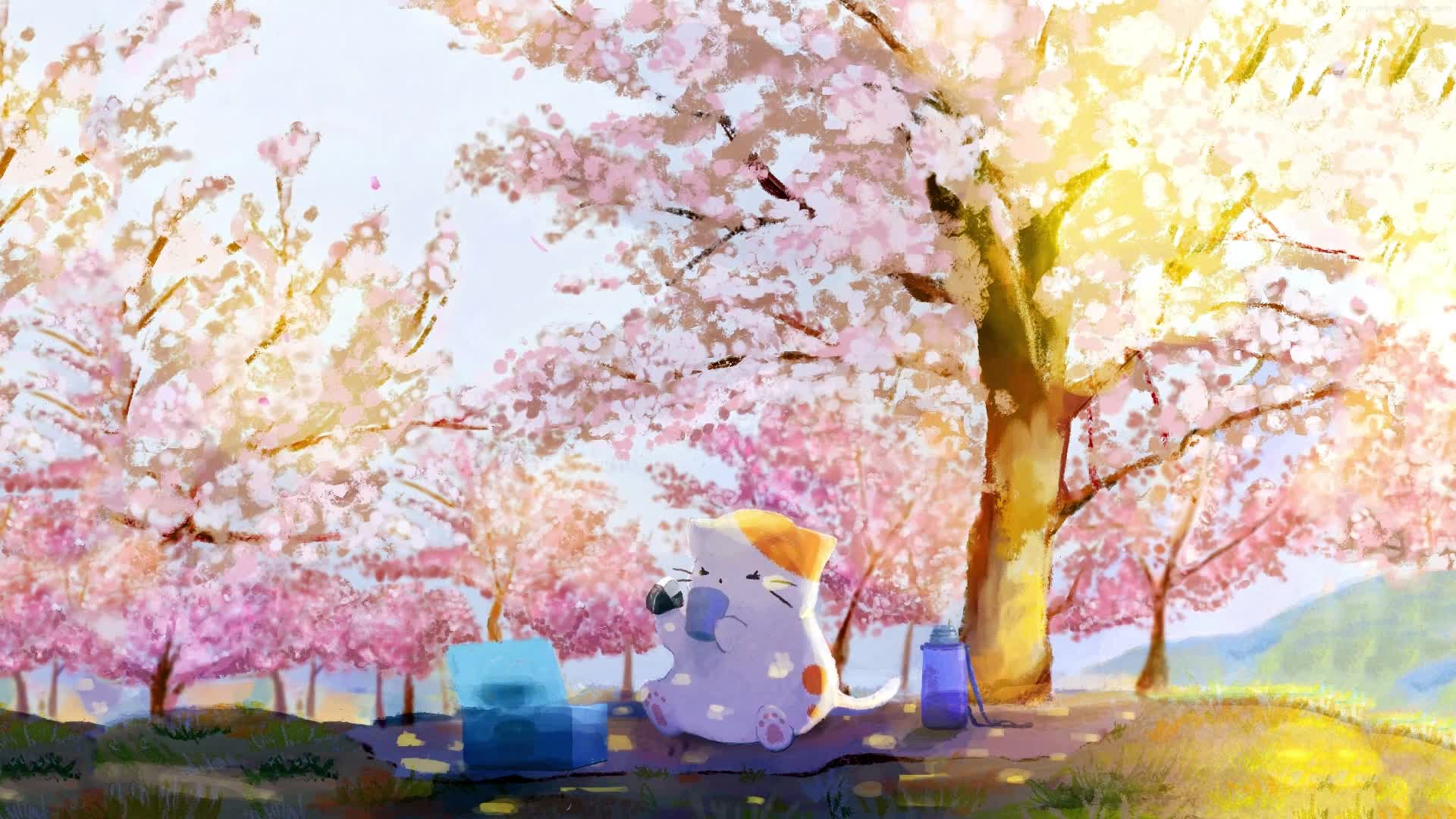 Download PC Animated Cute Picnic Cat Live Wallpaper