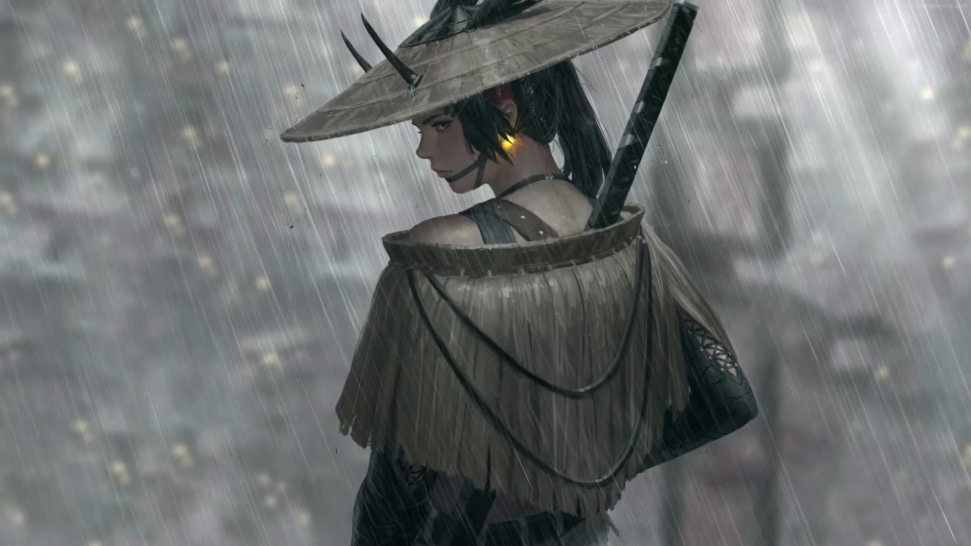 Download PC Animated Horned Samurai Girl Live Wallpaper