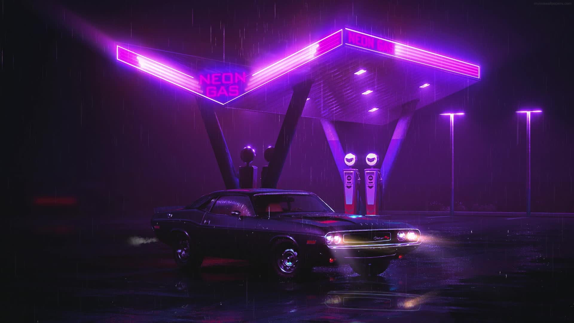 Download PC Animated Neon Gas Station Live Wallpaper