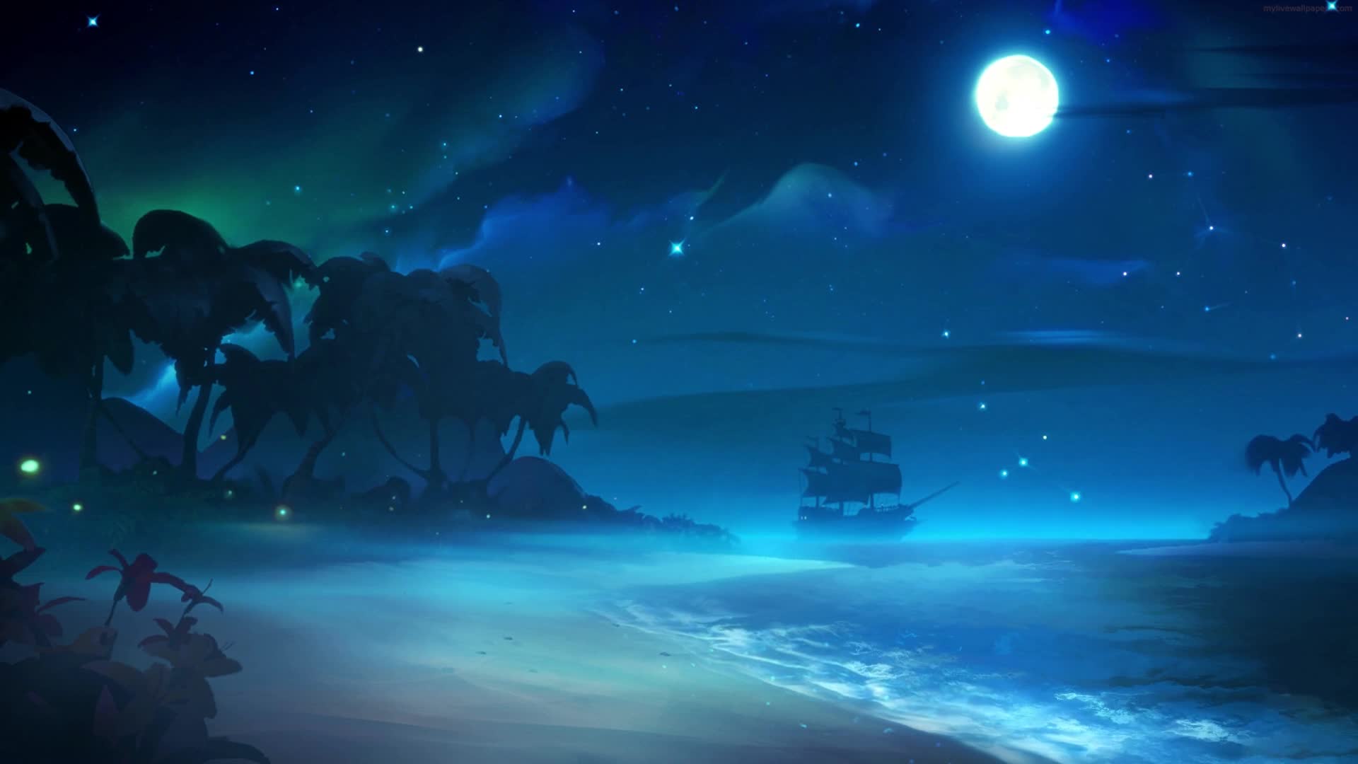 Download PC Animated Night Pirate Ship Live Wallpaper