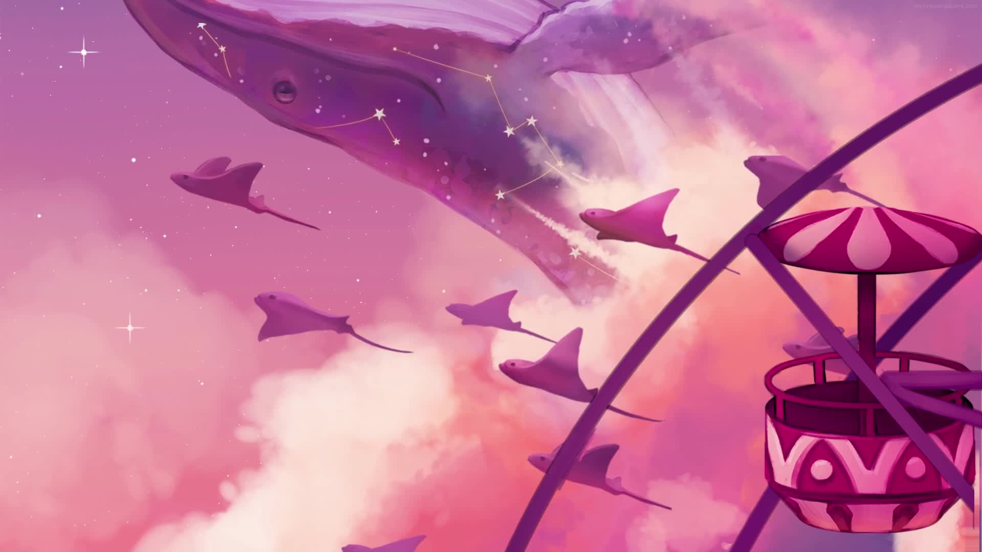 Download PC Animated Pink Whales and Sting Rays Live Wallpaper