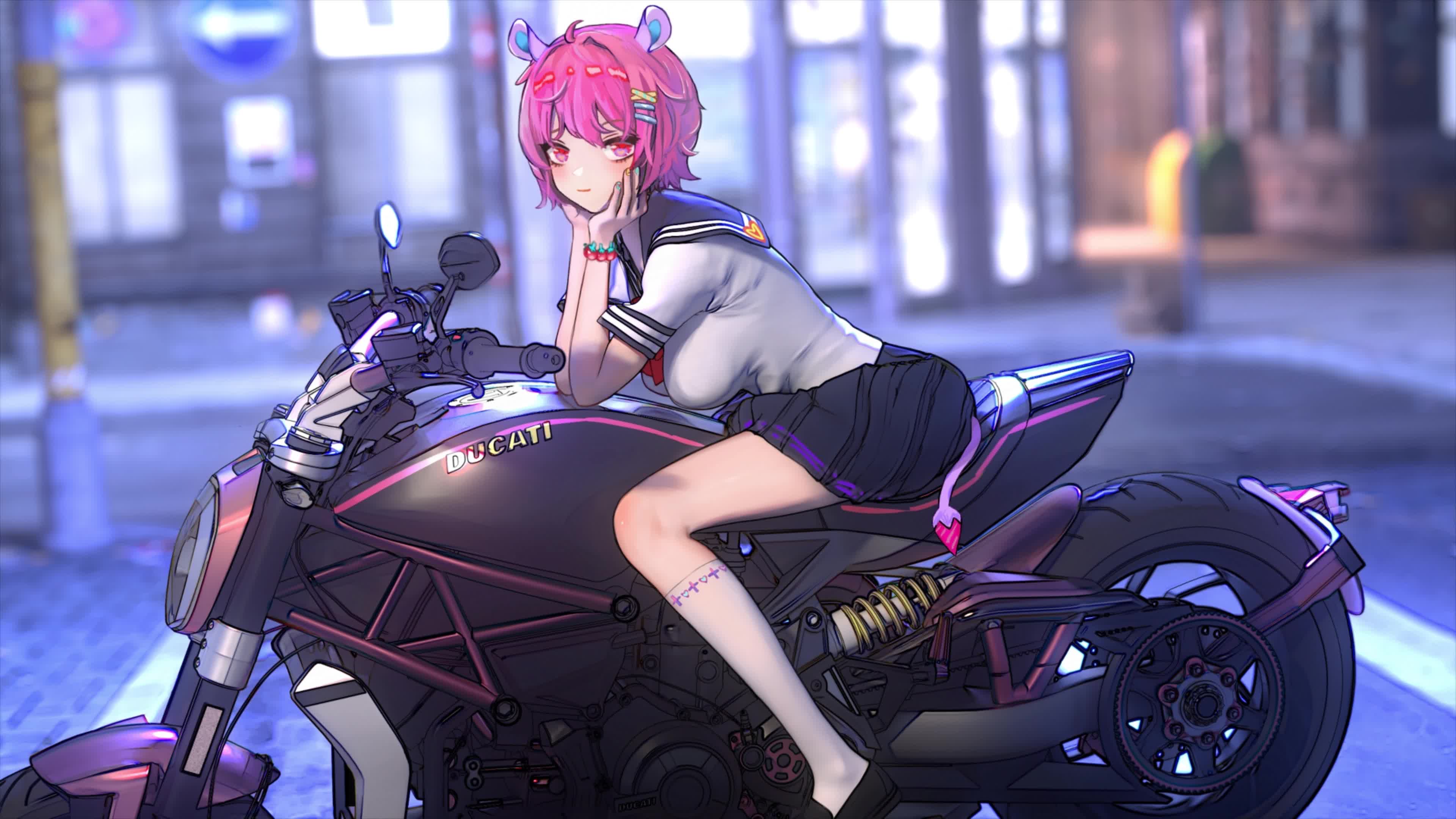 Download PC Anime Girl Motorcycle 4K Live Wallpaper