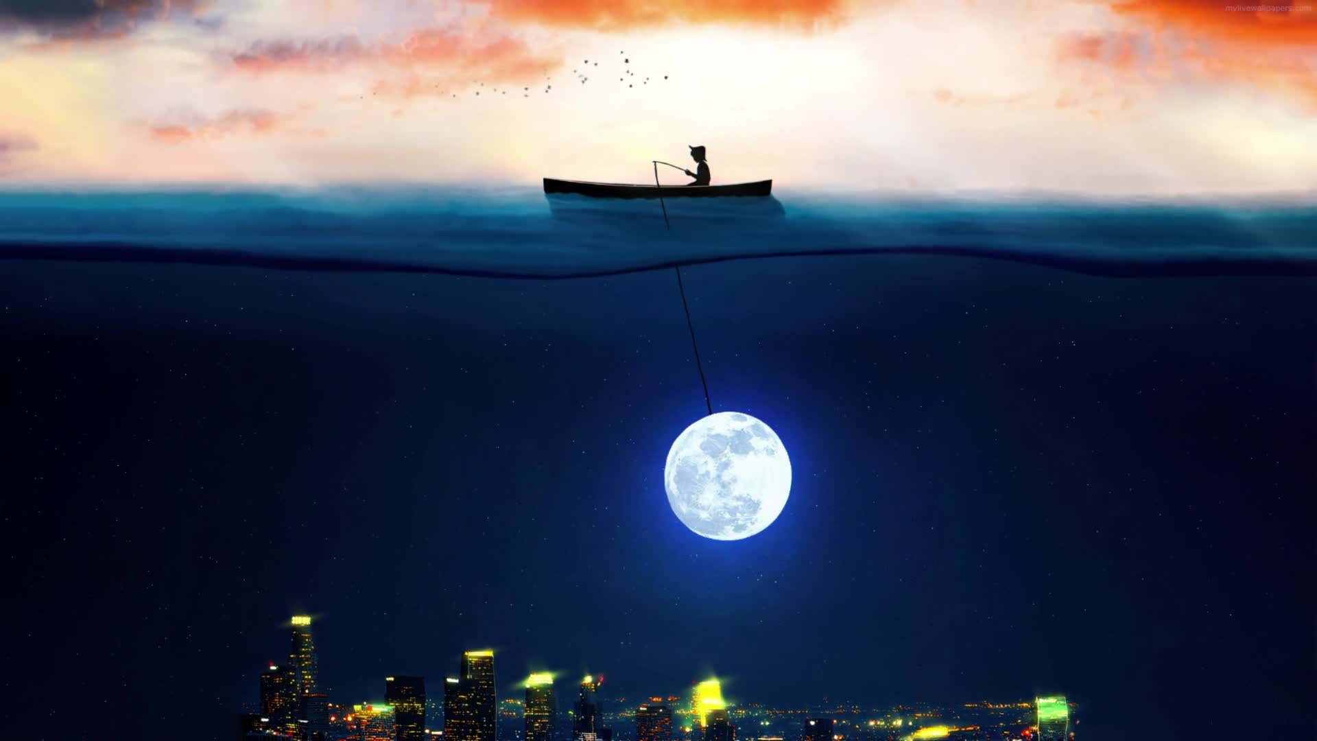 Download PC Moon Fishing HD Live Wallpaper