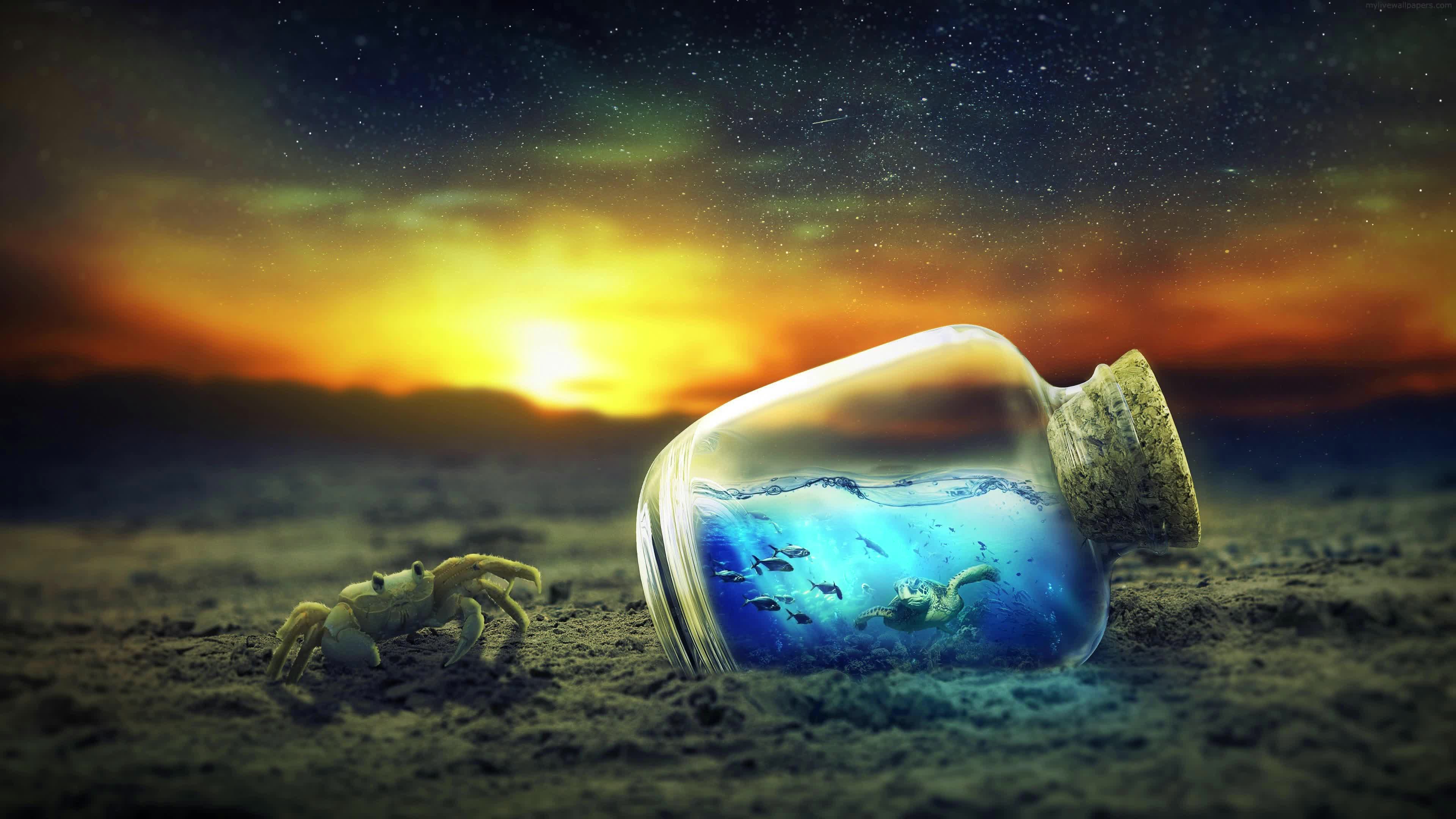 Download Ocean In a Bottle 4K Abstract Live Wallpaper