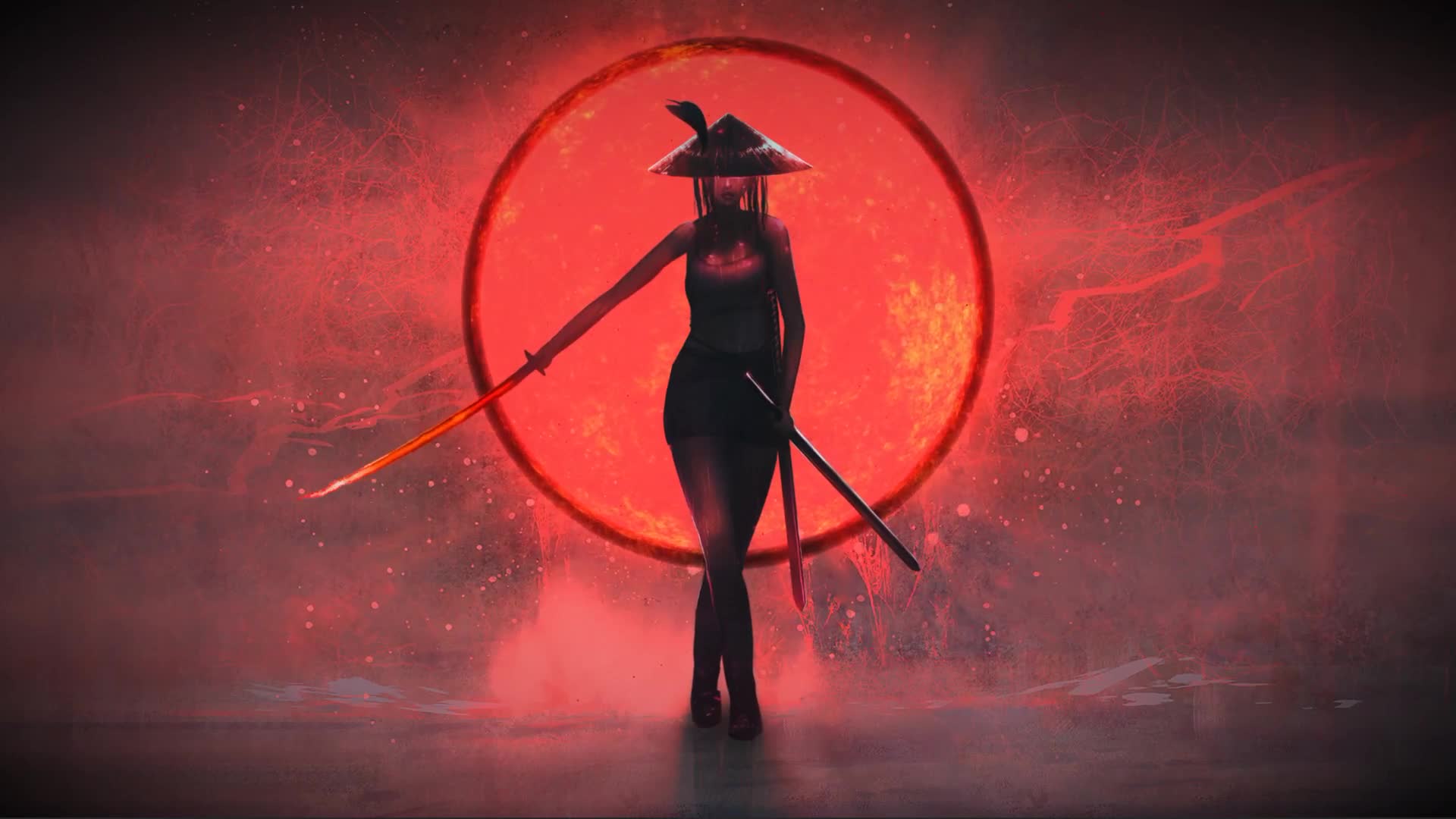 Download Samurai Girl Red Circle Live Wallpaper For Pc