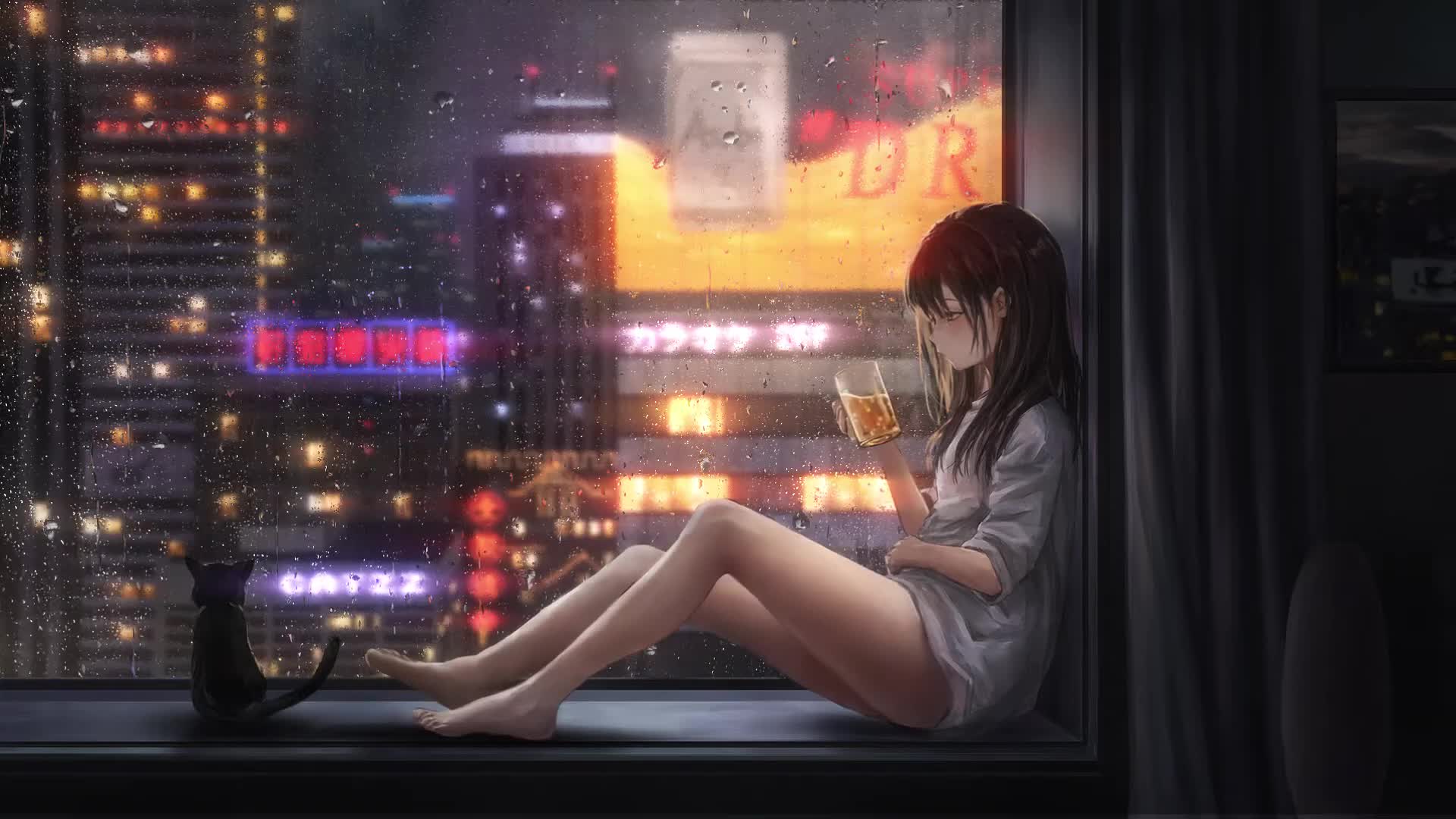 Download Anime Girl  Alone in night  Live Wallpaper