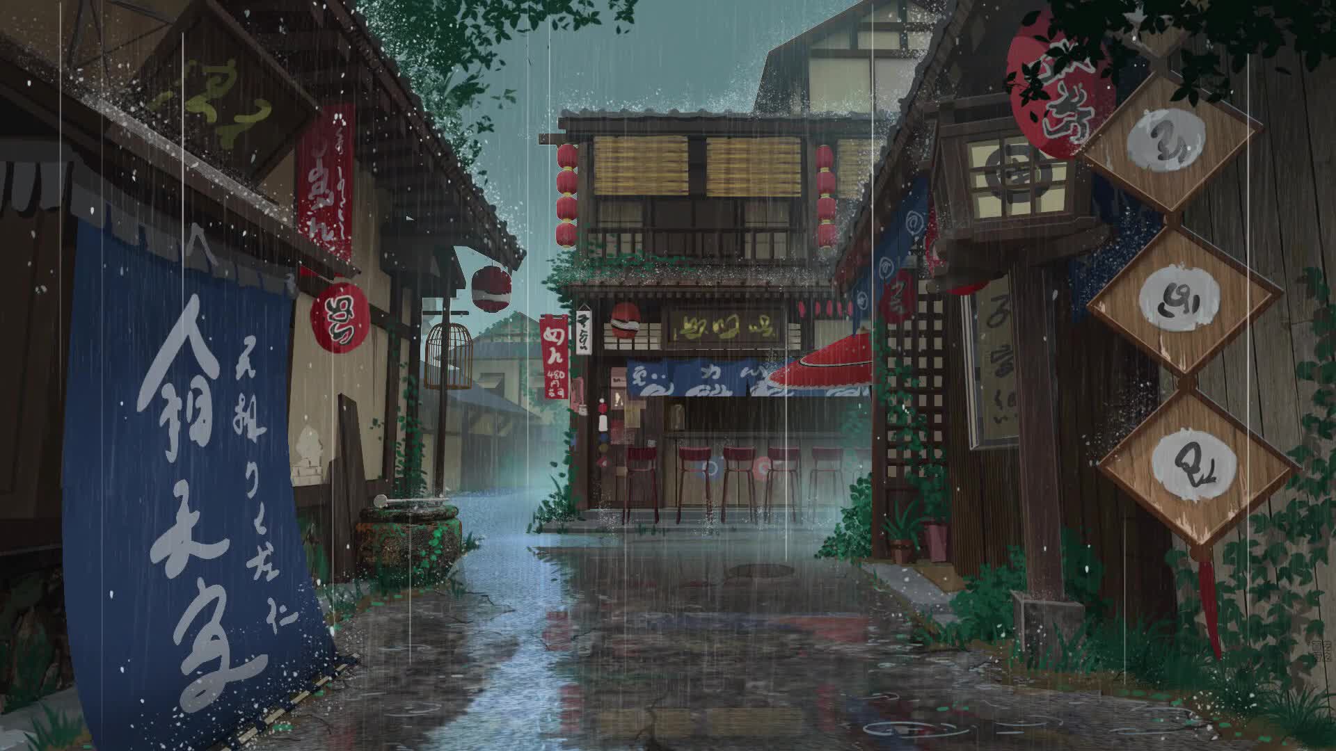 Download PC Anime Rain Loop wallpapers