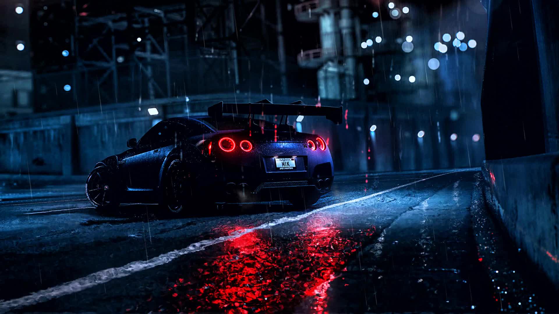 Download Nissan GT R Night rain