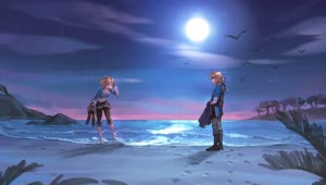 Download Fondo de Pantalla Animado Link y Zelda en la Orilla de Zelda🏖️ en Movimiento