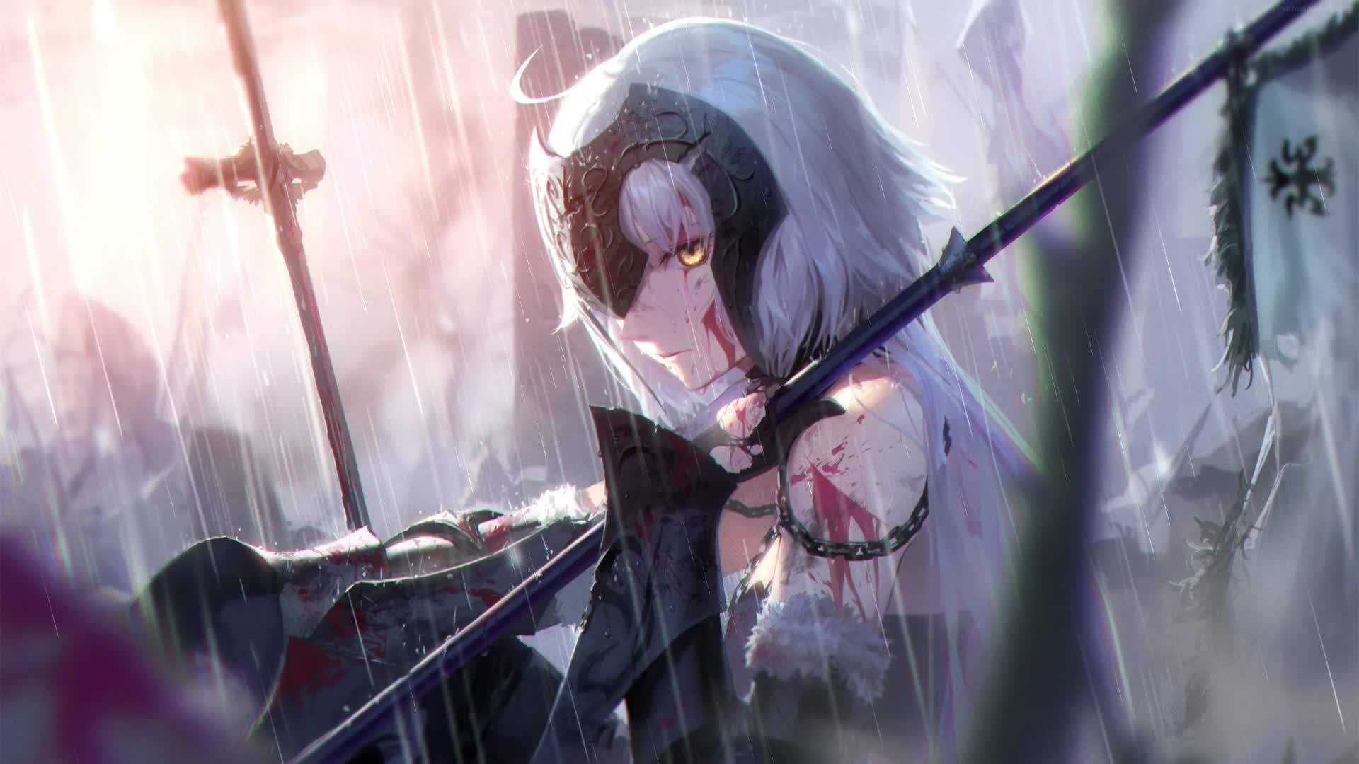 Download PC Jeanne dArc Alter in the Rain FGO Live Wallpaper Free