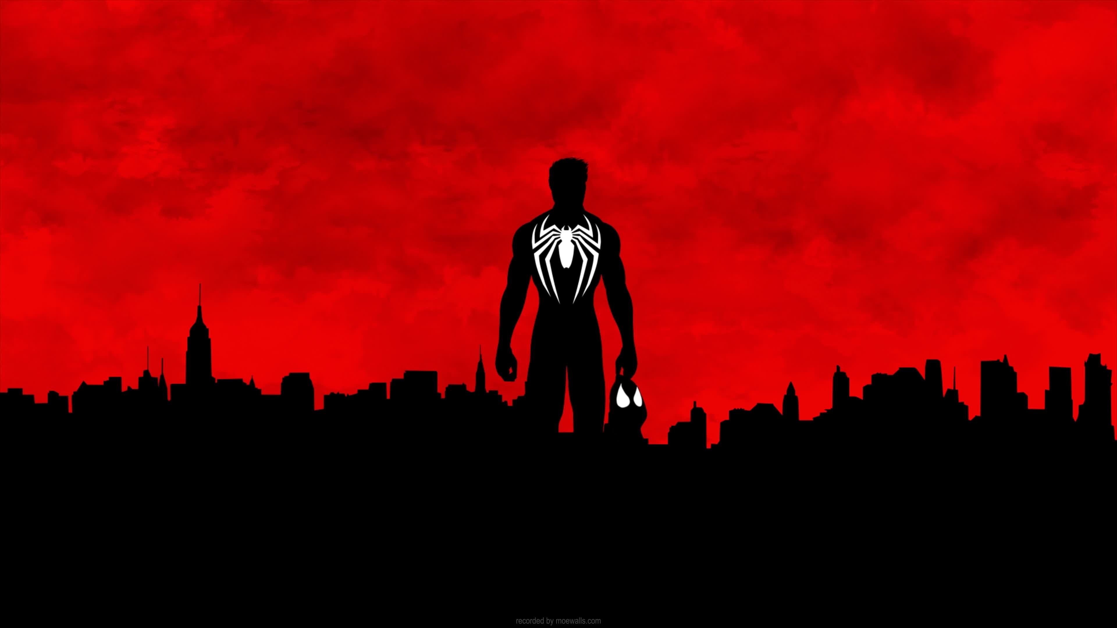 Download 4K Spiderman Silhouette Building Live Wallpaper For PC