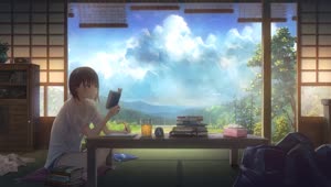Download Anime Girl Doing Summer Homework HD Live Wallpaper For PC