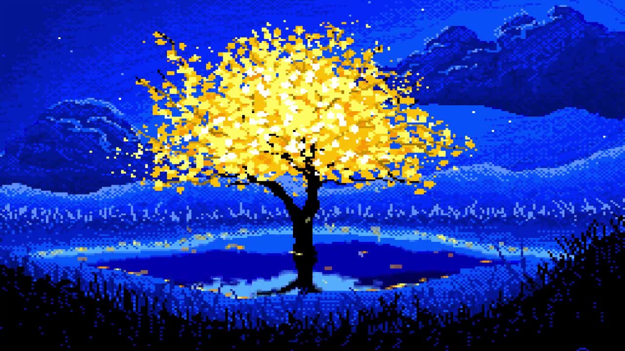 Download Yellow Autumn Tree Pixel HD Live Wallpaper For PC