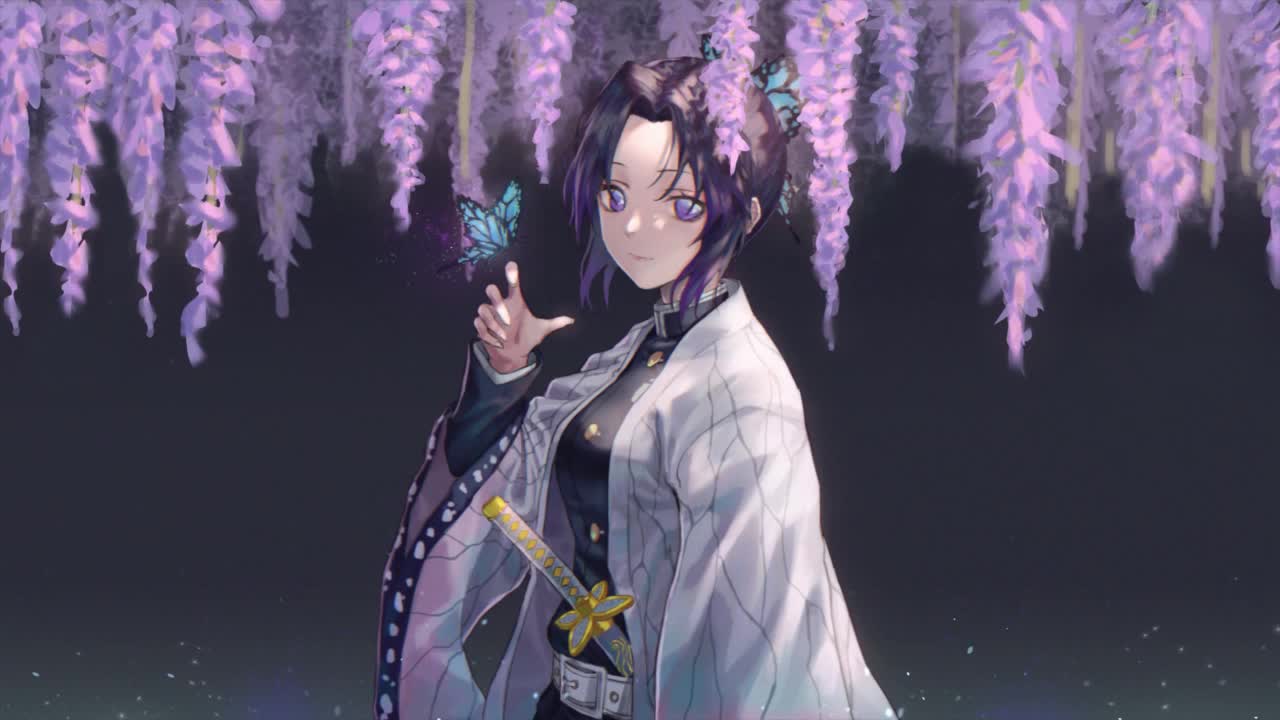 Download Shinobu Kochou And Wisteria Kimetsu No Yaiba HD Live Wallpaper For PC