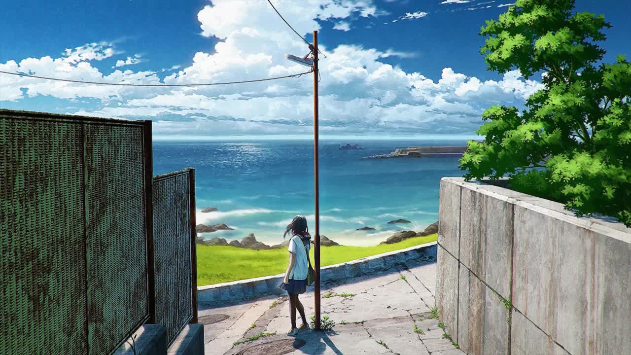 Download Anime Girl Looking At The Ocean HD Live Wallpaper For PC