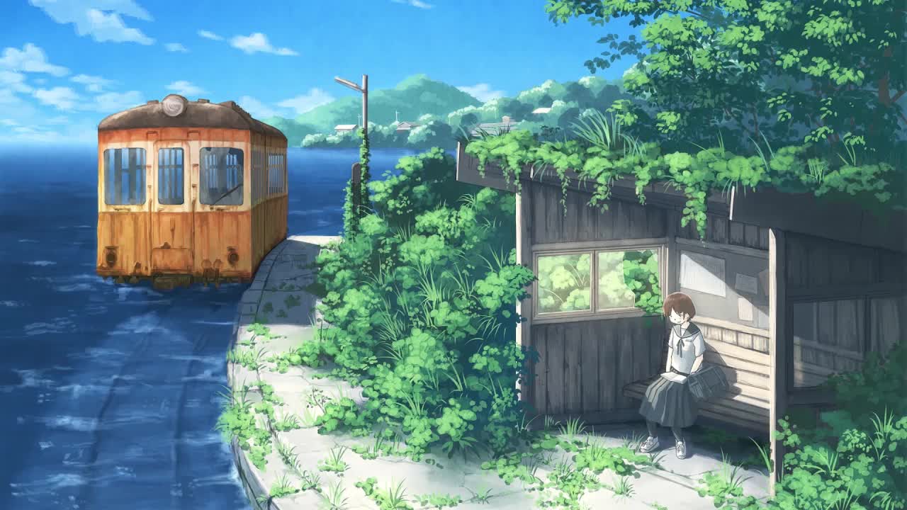 Download Anime Girl Waiting At The Abandoned Train Station HD Live Wallpaper For PC