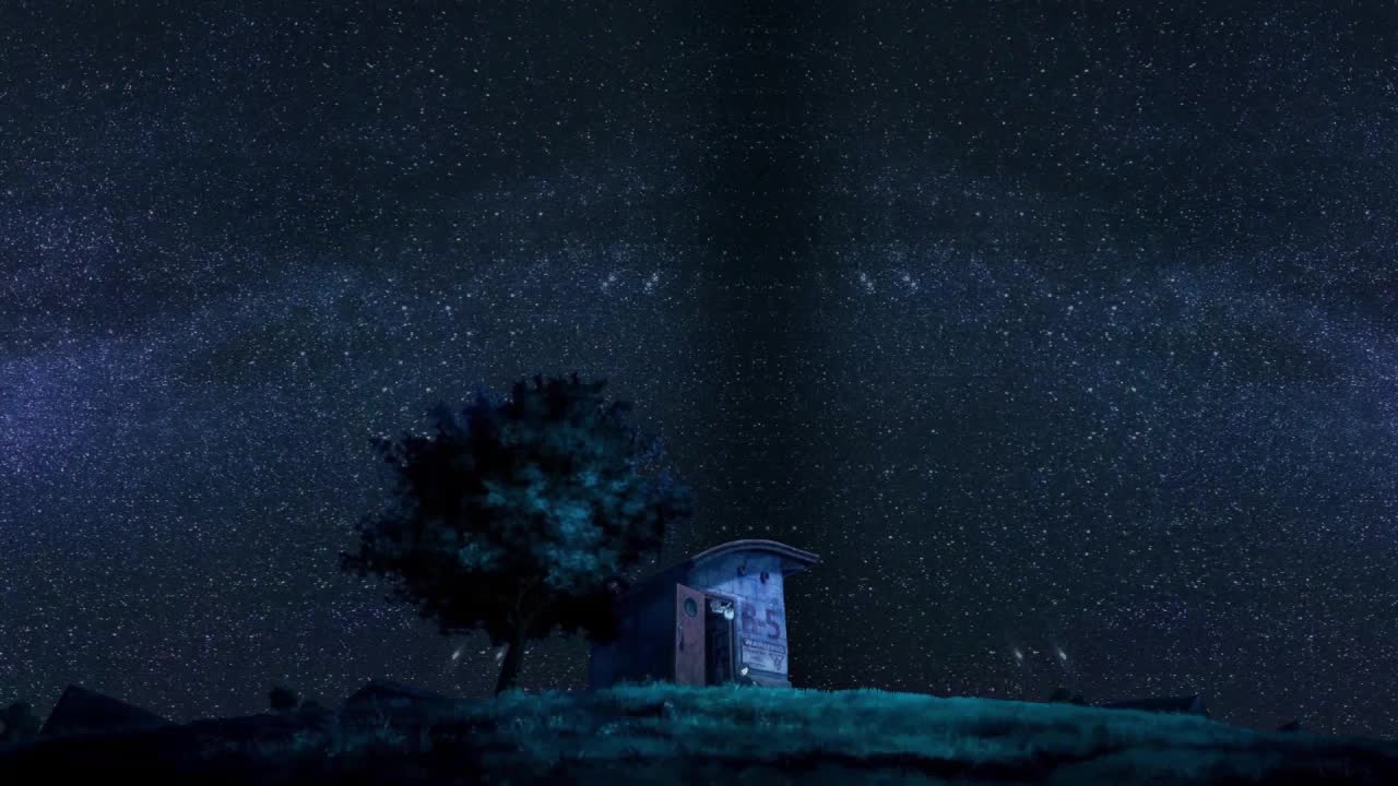 Download House Under The Starry Night Sky Patema Inverted HD Live Wallpaper For PC