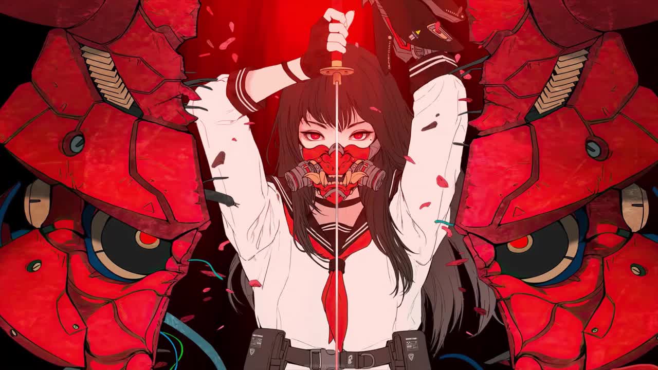 Download Samurai Anime Girl Oni Mask HD Live Wallpaper For PC