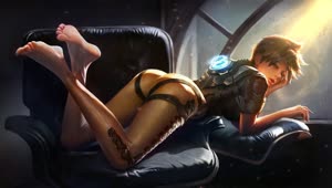 Download Tracer Lying On Sofa Overwatch HD Live Wallpaper For PC
