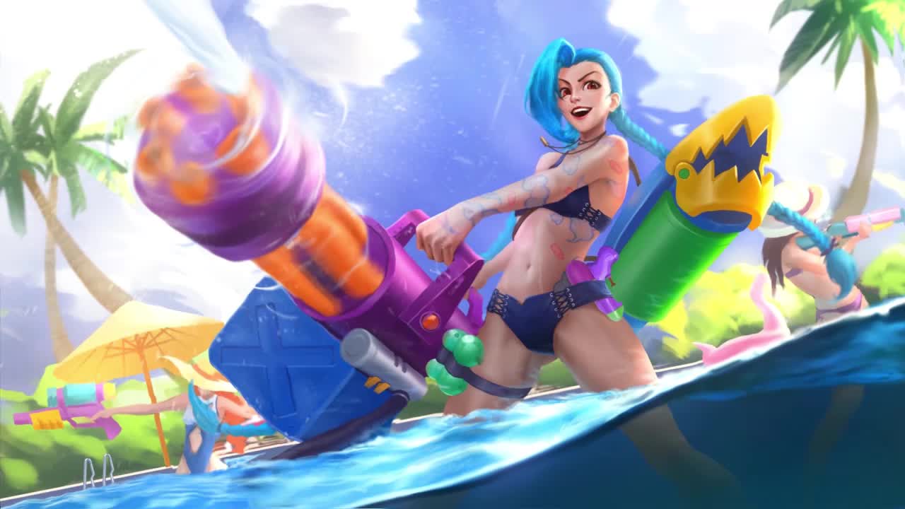 Download Pool Party Jinx With Caitlyn And Miss Fortune League Of Legends HD Live Wallpaper For PC